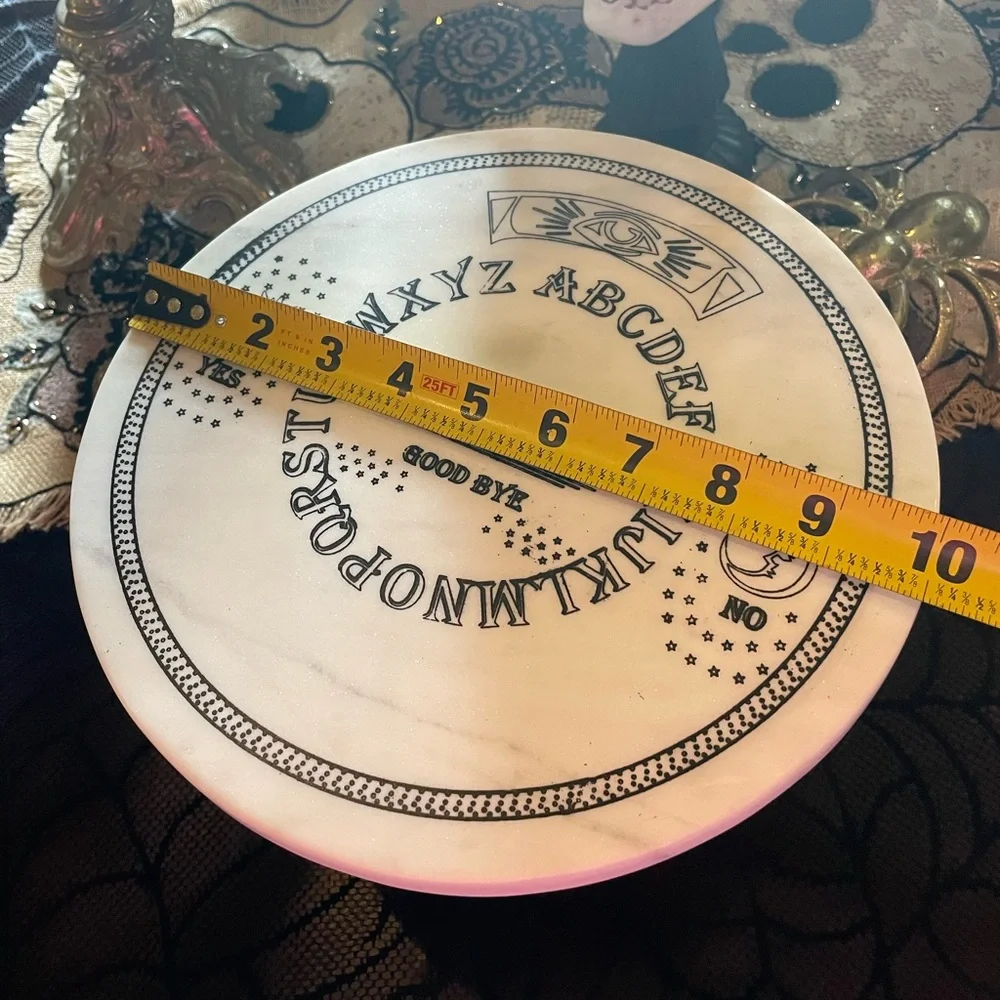 NWT Gothic Ouija Spirit Board Marble Cake/Dessert/Cheese Platter Pedestal Stand